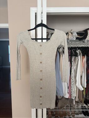 Fashion Nova Light Cream Ribbed Scoop Neck Sweater
